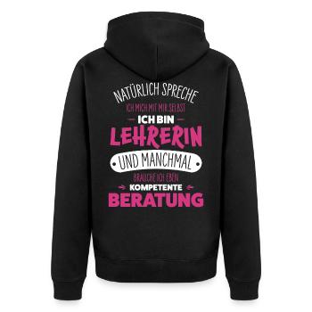 Enseignante - Veste à capuche bio Premium Unisexe - noir - Dos - Nico (187cm)