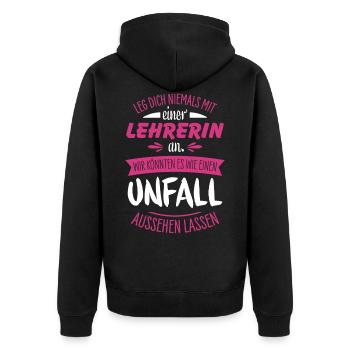 Lehrerin - Unisex Premium Bio Zip Hoodie - Schwarz - Hinten - Nico (187cm)