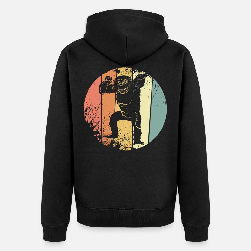 Schimpanse - Unisex Premium Bio Zip Hoodie - Schwarz