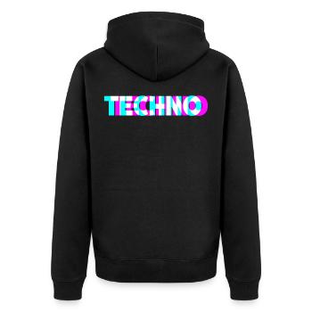Techno - Unisex Premium Organic Zip Hoodie - black - Back - Nico (187cm)