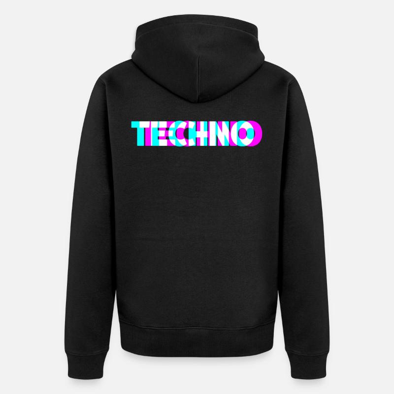 Techno - Unisex Premium Bio Zip Hoodie - Schwarz