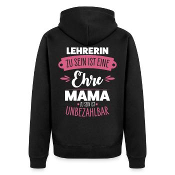 Lehrerin Mama - Unisex Premium Bio Zip Hoodie - Schwarz - Hinten - Nico (187cm)