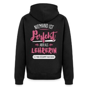 Lehrerin - Unisex Premium Bio Zip Hoodie - Schwarz - Hinten - Nico (187cm)