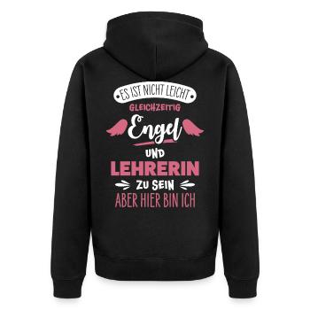 Lehrerin - Unisex Premium Bio Zip Hoodie - Schwarz - Hinten - Nico (187cm)