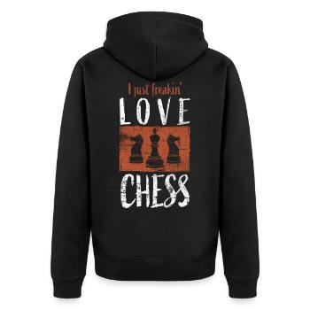 Chess - Unisex Premium Organic Zip Hoodie - black - Back - Nico (187cm)