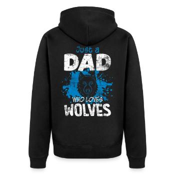 Wolf Papa - Unisex Premium Bio Zip Hoodie - Schwarz - Hinten - Nico (187cm)