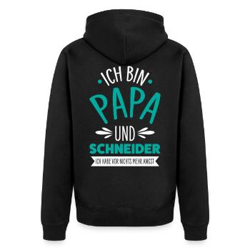 Schneider Papa - Unisex Premium Bio Zip Hoodie - Schwarz - Hinten - Nico (187cm)