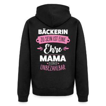 Baker Mama - Unisex Premium Organic Zip Hoodie - black - Back - Nico (187cm)