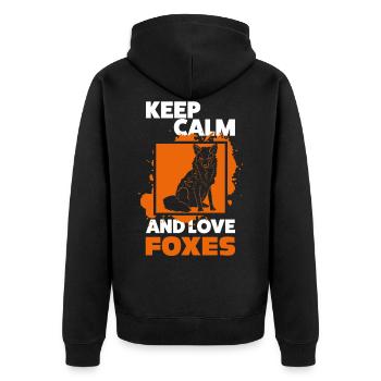Füchse Fuchs - Unisex Premium Bio Zip Hoodie - Schwarz - Hinten - Nico (187cm)