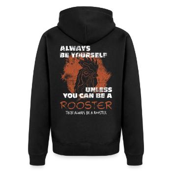 Rooster - Unisex Premium Organic Zip Hoodie - black - Back - Nico (187cm)