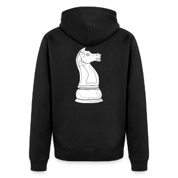 Schach - Unisex Premium Bio Zip Hoodie - Schwarz - Hinten - Nico (187cm)