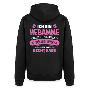 Midwife - Unisex Premium Organic Zip Hoodie - black - Back - Nico (187cm)