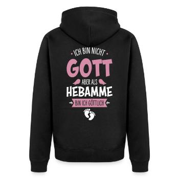 Midwife - Unisex Premium Organic Zip Hoodie - black - Back - Nico (187cm)