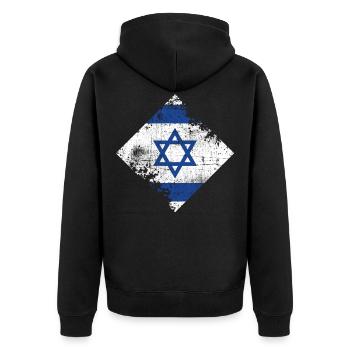 Israel - Unisex Premium Organic Zip Hoodie - black - Back - Nico (187cm)