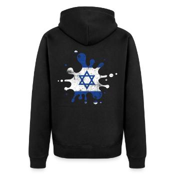 Israel - Unisex Premium Bio Zip Hoodie - Schwarz - Hinten - Nico (187cm)