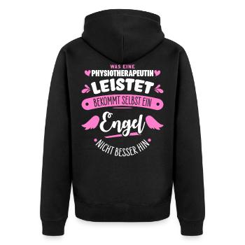 Physiotherapeutin - Unisex Premium Bio Zip Hoodie - Schwarz - Hinten - Nico (187cm)