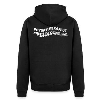 Physiotherapeut - Unisex Premium Bio Zip Hoodie - Schwarz - Hinten - Nico (187cm)