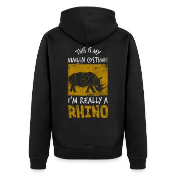 Costume de rhinocéros - Veste à capuche bio Premium Unisexe - noir - Dos - Nico (187cm)