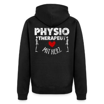 Physiotherapeut - Unisex Premium Bio Zip Hoodie - Schwarz - Hinten - Nico (187cm)