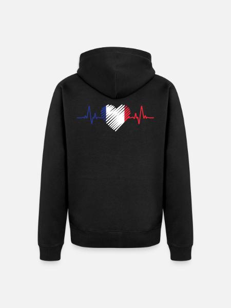 France heartbeat - Unisex Premium Organic Zip Hoodie - black