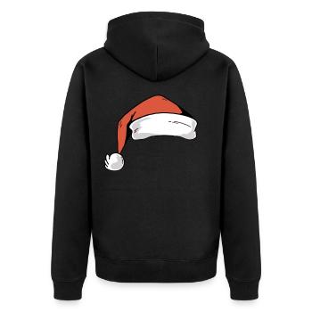 weihnachten weihnachtsmann muetze weihnachtsmuetze - Unisex Premium Bio Zip Hoodie - Schwarz - Hinten - Nico (187cm)