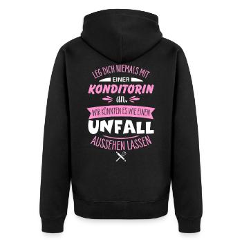 Konditorin - Unisex Premium Bio Zip Hoodie - Schwarz - Hinten - Nico (187cm)
