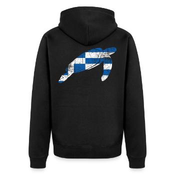 Griechenland - Unisex Premium Bio Zip Hoodie - Schwarz - Hinten - Nico (187cm)