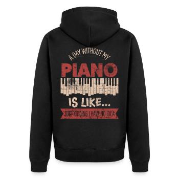 Klavier - Unisex Premium Bio Zip Hoodie - Schwarz - Hinten - Nico (187cm)