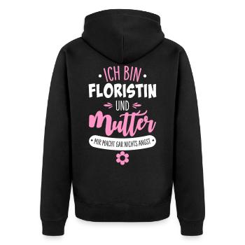 Floristin Mutter - Unisex Premium Bio Zip Hoodie - Schwarz - Hinten - Nico (187cm)