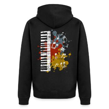 Klavier - Unisex Premium Bio Zip Hoodie - Schwarz - Hinten - Nico (187cm)