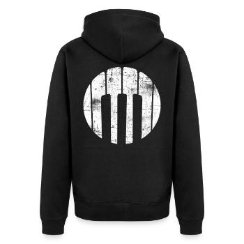 Klavier - Unisex Premium Bio Zip Hoodie - Schwarz - Hinten - Nico (187cm)