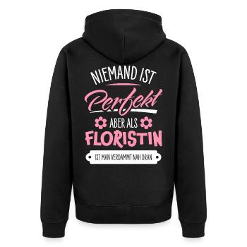 Floristin - Unisex Premium Bio Zip Hoodie - Schwarz - Hinten - Nico (187cm)