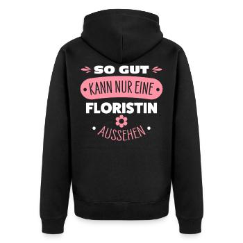 Floristin - Unisex Premium Bio Zip Hoodie - Schwarz - Hinten - Nico (187cm)