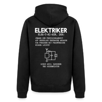 Elektriker Definition Zauberer Hexenmeister - Unisex Premium Bio Zip Hoodie - Schwarz - Hinten - Nico (187cm)
