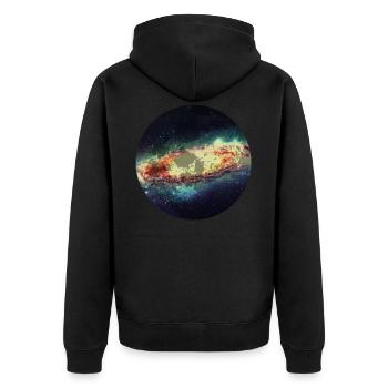 Galaxie Milchstrasse - Unisex Premium Bio Zip Hoodie - Schwarz - Hinten - Nico (187cm)