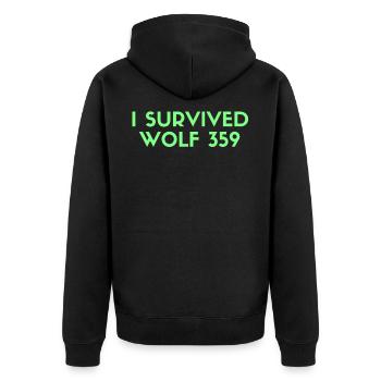Wolf 359 - Unisex Premium Bio Zip Hoodie - Schwarz - Hinten - Nico (187cm)