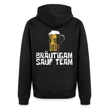 Bräutigam Sauf Team - Unisex Premium Bio Zip Hoodie - Schwarz - Hinten - Nico (187cm)