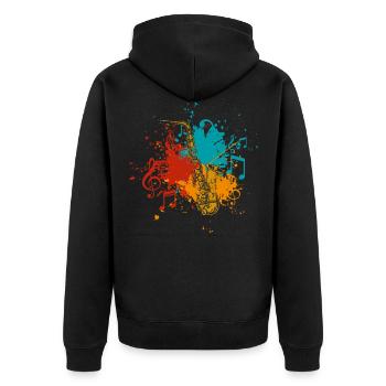 Saxofon - Unisex Premium Bio Zip Hoodie - Schwarz - Hinten - Nico (187cm)