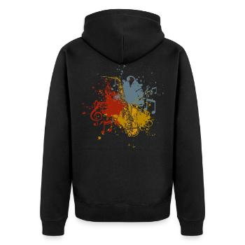 Saxophon retro - Unisex Premium Bio Zip Hoodie - Schwarz - Hinten - Nico (187cm)