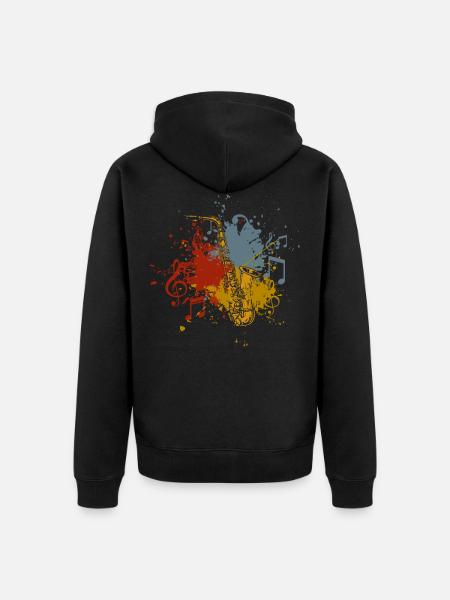 Saxophone retro - Unisex Premium Organic Zip Hoodie - black