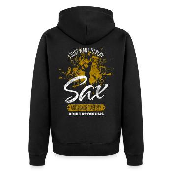 Saxophone - Unisex Premium Organic Zip Hoodie - black - Back - Nico (187cm)