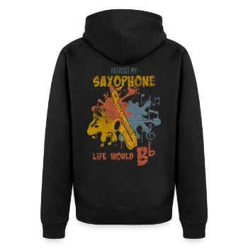 Saxophone - Unisex Premium Organic Zip Hoodie - black - Back - Nico (187cm)