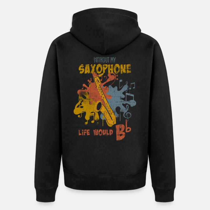 Saxofon - Unisex Premium Bio Zip Hoodie - Schwarz
