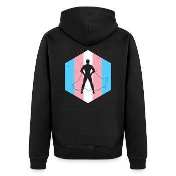 Transgender Transmann Transfrau Trans Geschenk - Unisex Premium Bio Zip Hoodie - Schwarz - Hinten - Nico (187cm)