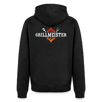 Grillmeister Grillen BBQ Grillen Grill Gril - Unisex Premium Bio Zip Hoodie - Schwarz - Hinten - Nico (187cm)