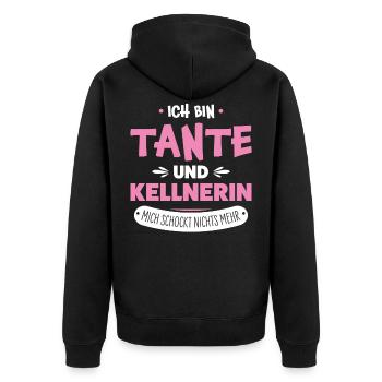 Kellnerin - Unisex Premium Bio Zip Hoodie - Schwarz - Hinten - Nico (187cm)