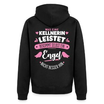 Kellnerin - Unisex Premium Bio Zip Hoodie - Schwarz - Hinten - Nico (187cm)
