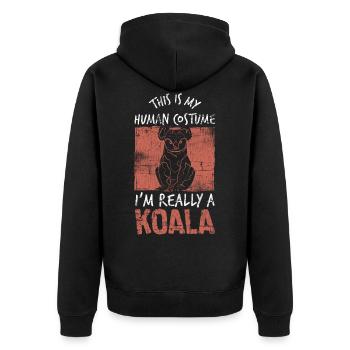 Koala Costume - Unisex Premium Organic Zip Hoodie - black - Back - Nico (187cm)