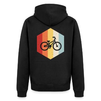 Fahrrad Rad MTB Fahrradfahrer Geschenk - Unisex Premium Bio Zip Hoodie - Schwarz - Hinten - Nico (187cm)
