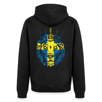 Drapeau de la Suède avec lion - Veste à capuche bio Premium Unisexe - noir - Dos - Nico (187cm)